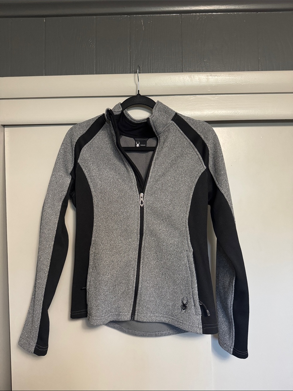 Spyder Women's Heather Gray and Black Zip-Up Jacket size medium